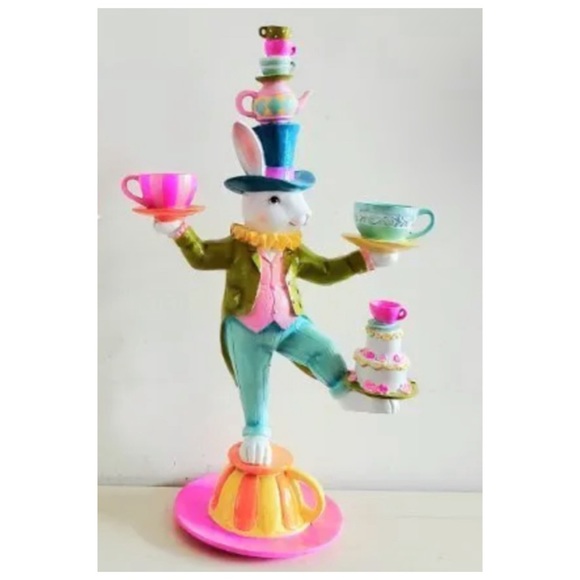 NEW Novogratz Mad Hatter Juggling Easter Bunny on Teacup 🐰 - Picture 1 of 12
